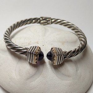 Samuel B 14k / Sterling Silver Amethyst Cuff Cable Bracelet